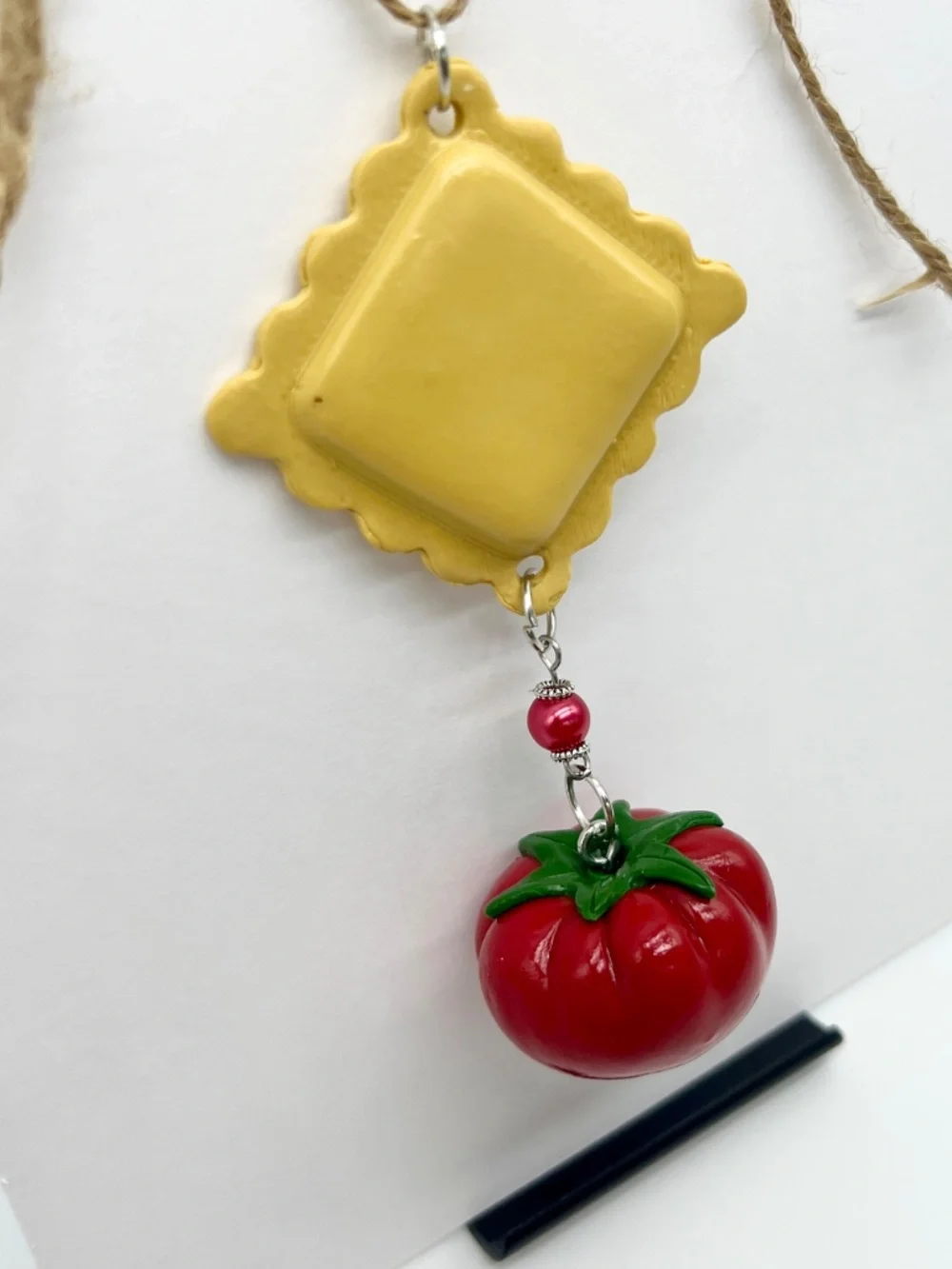 Ravioli & Tomato Ornament | Handmade Italian Food Ornament, Pasta Lover Gift
